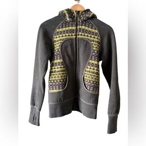Vintage Lululemon Scuba Hoodie Special Edition Fair Isle Gray & Yellow